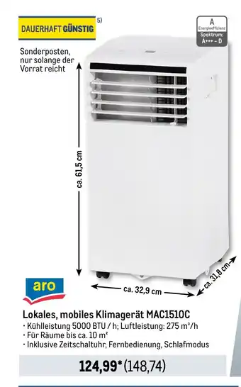 METRO aro Lokales, mobiles Klimagerät MAC1510C Angebot