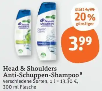 tegut Head & Shoulders Anti-Schuppen-Shampoo 300 ml Flasche Angebot