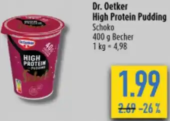 diska Dr. Oetker High Protein Pudding 400 g Becher Angebot