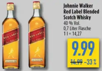 diska Johnnie Walker Red Label Blended Scotch Whisky 0,7 Liter Flasche Angebot