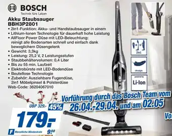 expert Techno Land BOSCH Akku Staubsauger BBH3P2801 Angebot