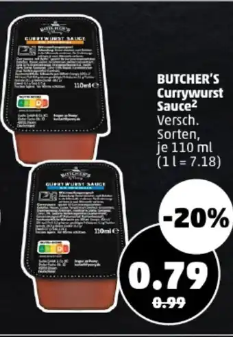 PENNY BUTCHER'S Currywurst Sauce 110 ml Angebot