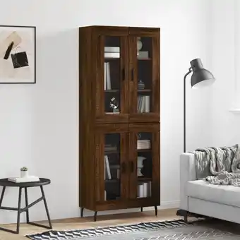 ManoMano Highboard, Kommode, Sideboard, Beistellschrank, Anrichte für Wohnzimmer Braun Eichen-Optik 69,5x34x180 cm Holzwerkstoff LLLA2 Angebot