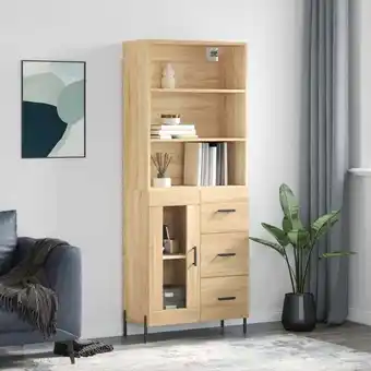 ManoMano Highboard，Sideboard，Vitrine，Komodenschrank Sonoma-Eiche 69,5x34x180 cm Holzwerkstoff RUNOW895846 MaisonChic Angebot