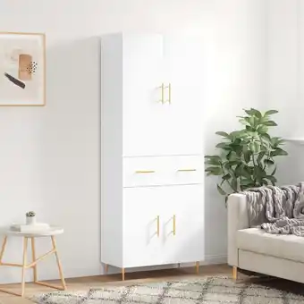 ManoMano Highboard,Sideboard,Vitrine,Komodenschrank Hochglanz-Weiß 69,5x34x180 cm Holzwerkstoff RUNOW769270 Maisonchic Angebot