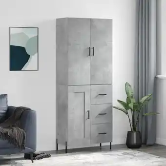 ManoMano Highboard,Sideboard,Kommode fuer Wohnzimmer, Küche Betongrau 69,5x34x180 cm Holzwerkstoff XUBT63444 Bonnevie Angebot