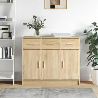 ManoMano Sideboard Anrichte,Beistellschrank fuer Flur,Kueche,Kommode Sonoma-Eiche 91x28x75 cm Holzwerkstoff Maisonchic 31663 Angebot