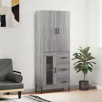 ManoMano Highboard,Sideboard,Kommode fuer Wohnzimmer, Küche Grau Sonoma 69,5x34x180 cm Holzwerkstoff XUBT29987 Bonnevie Angebot