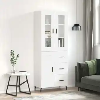 ManoMano Highboard,Kommode,Sideboard,Vitrine Hochglanz-Weiß 69,5x34x180 cm Holzwerkstoff VMEC343311 Maisonchic Angebot