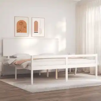 ManoMano Massivholzbett mit Kopfteil,Schlafzimmerbett,Doppelbett,Bett für Jugendliche,Erwachsene, ältere Menschen Weiß 200x200 cm BZST Angebot