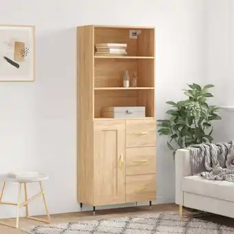 ManoMano Sideboard Highboard für Wohnzimmer - Schrank Kommode Anrichte Sonoma-Eiche 69,5x34x180 cm Holzwerkstoff -FV25565 Angebot