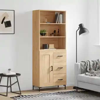 ManoMano Sideboard Highboard für Wohnzimmer - Schrank Kommode Anrichte Sonoma-Eiche 69,5x34x180 cm Holzwerkstoff -FV37179 Angebot