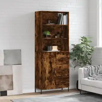 ManoMano Highboard,Sideboard,Vitrine,Komodenschrank Räuchereiche 69,5x34x180 cm Holzwerkstoff RUNOW790680 Maisonchic Angebot