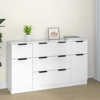 ManoMano 3-tlg. Sideboard - Kommode Anrichte - Schrank für Wohnzimmer-Set Hochglanz-Weiß Holzwerkstoff -FV78413 Angebot