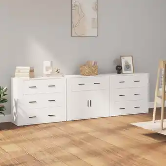 ManoMano 3er Set Sideboards Highboards Kommoden für Wohnzimmer Küche Weiß Holzwerkstoff DE80949 Angebot