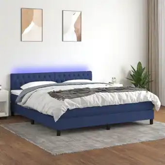 ManoMano Boxspringbett mit Matratze & led, Schlafzimmerbett, Hotelbett, Polsterbett Blau 160x200 cm Stoff JSHD681608 Maisonchic Angebot