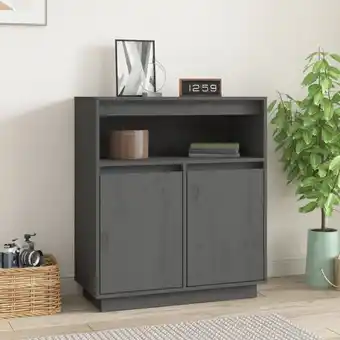 ManoMano Sideboard, Kommode, Küchenschrank, Beistellschrank, Anrichte für Wohnzimmer Grau 70x34x80 cm Massivholz Kiefer LLLA896652 Mai Angebot