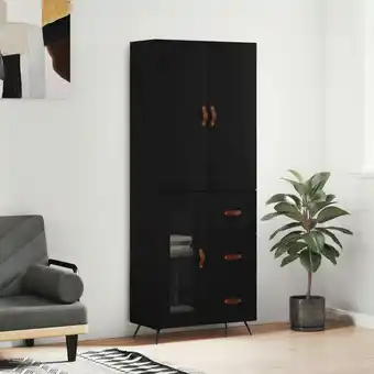 ManoMano Sideboard Highboard für Wohnzimmer - Schrank Kommode Anrichte Schwarz 69,5x34x180 cm Holzwerkstoff -FV74900 Angebot