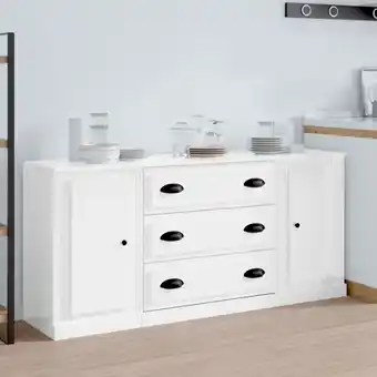 ManoMano 3 Stk. Sideboards，Küchenschrank，Kommode，Beistellschrank Hochglanz-Weiß Holzwerkstoff CEIN428971 BonneVie Angebot