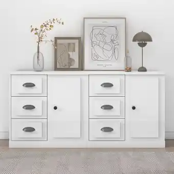 ManoMano 2 Stk.Sideboards Kommoden für das Wohnzimmer - Schränke Anrichten Hochglanz-Weiß Holzwerkstoff -FV38196 Angebot