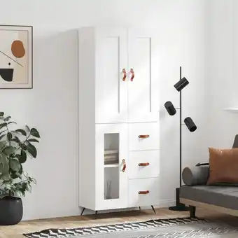 ManoMano Highboard,Sideboard,Vitrine,Komodenschrank Weiß 69,5x34x180 cm Holzwerkstoff RUNOW293634 Maisonchic Angebot