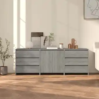 ManoMano Bonnevie - 3-tlg. Sideboard,Küchenschrank,Kommode,Beistellschrank Grau Sonoma Holzwerkstoff CEIN107176 Angebot