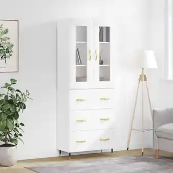 ManoMano Sideboard Highboard für Wohnzimmer - Schrank Kommode Anrichte Hochglanz-Weiß 69,5x34x180 cm Holzwerkstoff -FV75928 Angebot