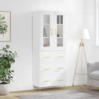 ManoMano Sideboard Highboard für Wohnzimmer - Schrank Kommode Anrichte Hochglanz-Weiß 69,5x34x180 cm Holzwerkstoff -FV74259 Angebot