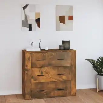 ManoMano Sideboard，Küchenschrank，Kommode，Beistellschrank Räuchereiche 80x33x70 cm Holzwerkstoff CEIN582224 BonneVie Angebot