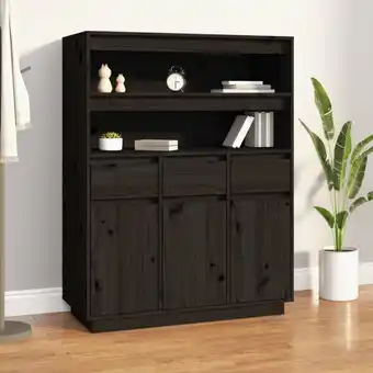 ManoMano Highboard, Sideboard, Küchenschrank, Beistellschrank Schwarz 89x40x116,5 cm Massivholz Kiefer LLLA843308 Maisonchic Angebot