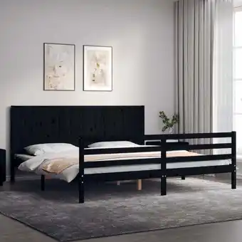 ManoMano Massivholzbett mit Kopfteil,Schlafzimmerbett,Doppelbett,Bett für Jugendliche,Erwachsene, ältere Menschen Schwarz 200x200 cm B Angebot