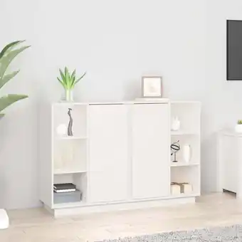 ManoMano Sideboard Kommode Weiß für Wohnzimmer - Schrank Anrichte 120x35x80 cm Massivholz Kiefer -FV54800 Angebot