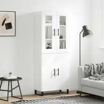 ManoMano Highboard,Sideboard,Kommode fuer Wohnzimmer, Küche Hochglanz-Weiß 69,5x34x180 cm Holzwerkstoff XUBT12502 Bonnevie Angebot