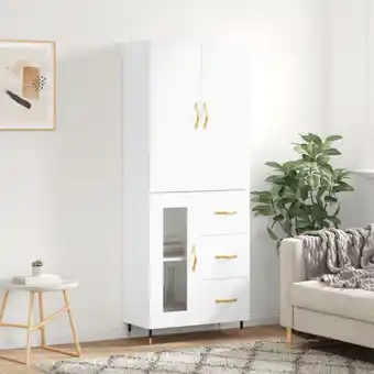 ManoMano Sideboard Highboard für Wohnzimmer - Schrank Kommode Anrichte Weiß 69,5x34x180 cm Holzwerkstoff -FV30068 Angebot