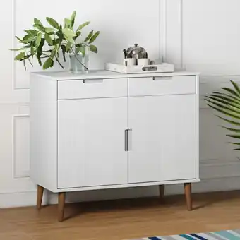 ManoMano Sideboard Sideboard Kommode Küchenschrank Aufbewahrungsschrank molde Weiß 90x40x80 cm Massivholz Kiefer NNDG6183 Maisonchic Angebot