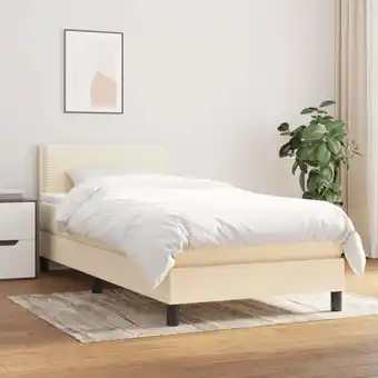 ManoMano Bettgestell für Erwachsene mit Matratze Kopfteil Bettgestell,Boxspringbett ,Taschenfederkernmatratze Creme 90x200 cm Stoff -B Angebot