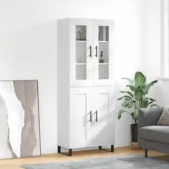 ManoMano Sideboard Highboard für Wohnzimmer - Schrank Kommode Anrichte Hochglanz-Weiß 69,5x34x180 cm Holzwerkstoff -FV28641 Angebot