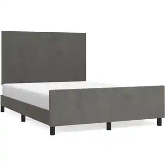 ManoMano Bettrahmen für Einzelbett,Metallbett, Bettgestell mit Kopfteil Dunkelgrau 140x200 cm Samt Bonnevie 94064 - Grau Angebot