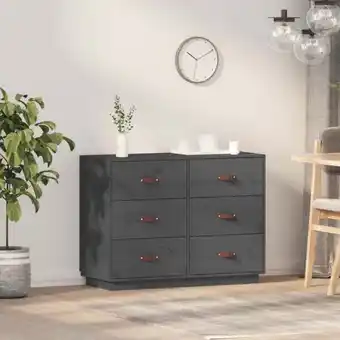 ManoMano Sideboard,Küchenschrank,Kommode,Beistellschrank Grau 100x40x75 cm Massivholz Kiefer CEIN330745 Bonnevie Angebot