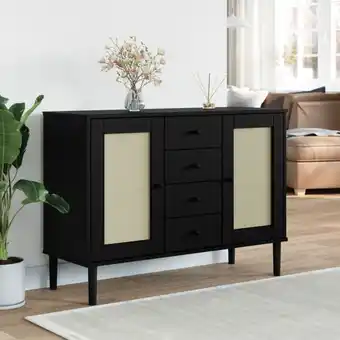 ManoMano Sideboard SENJA Rattan-Optik Schwarz 112x40x80 cm Kiefernholz vidaXL43198 Angebot