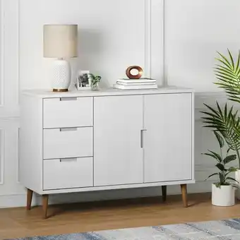 ManoMano Sideboard,Küchenschrank,Kommode,Beistellschrank molde Weiß 113x40x80 cm Massivholz Kiefer CEIN667563 Bonnevie Angebot