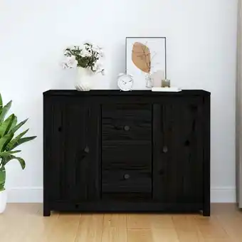 ManoMano Sideboard Kommode für Wohnzimmer - Schrank Anrichte Schwarz 100x35x74 cm Massivholz Kiefer -FV70119 Angebot