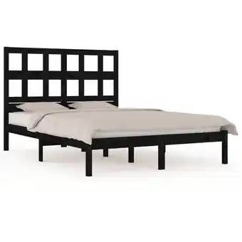 ManoMano Bettrahmen Bettgestell Einzelbett,Massivholzbett Schwarz Kiefer 150x200 cm -BonneVie 50553 Angebot