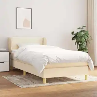 ManoMano Bettgestell für Erwachsene mit Matratze Kopfteil Bettgestell,Boxspringbett ,Taschenfederkernmatratze Creme 90x200 cm Stoff -B Angebot