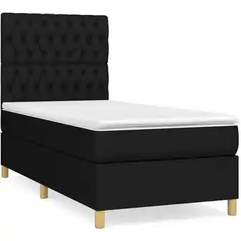 ManoMano Bettrahmen Einzelbett,Bettgestell und Matratze, Boxspringbett im modernen Design mit Matratze Schwarz 90x200 cm Stoff Bonnevi Angebot