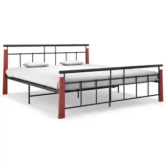 ManoMano Maisonchic - Bettgestell, Doppelbett, Schlafzimmerbett Metall und Massivholz Eiche 180x200 cm LLLA537961 Angebot