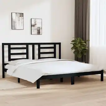 ManoMano Massivholzbett Doppelbett Bett für Schlafzimmer Schwarz Kiefer 200x200 cm DE67429 Angebot