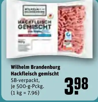 REWE Wilhelm Brandenburg Hackfleisch gemischt 500 g Packg. Angebot