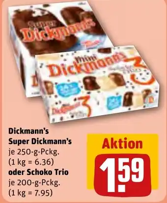 REWE Dickmann's Super Dickmann's 250-g-Pckg.oder Schoko Trio 200 g Pckg. Angebot