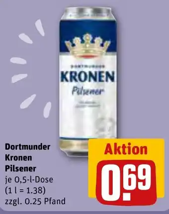 REWE Dortmunder Kronen Pilsener 0,5-l-Dose Angebot